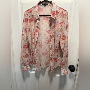 Velvet Heart - Chiffon Floral Blouse - Pink - Size Large